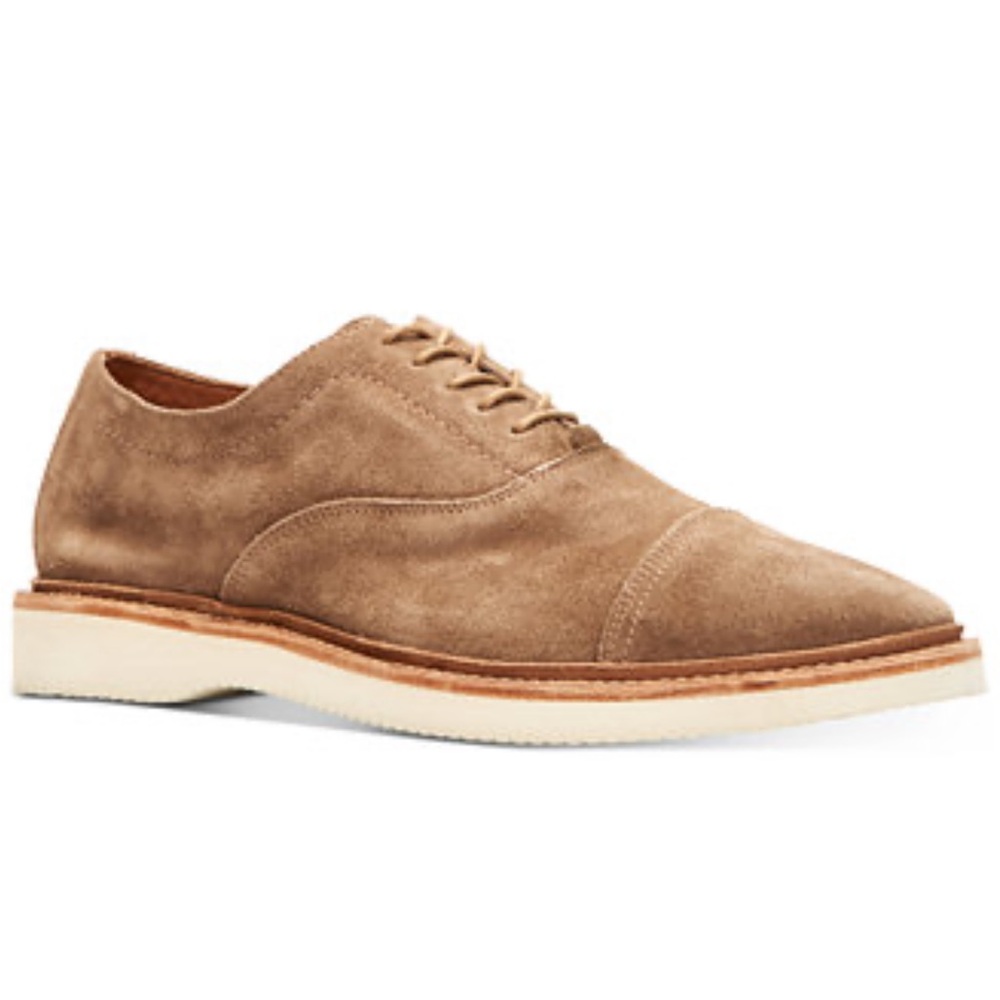Frye Paul Bal Oxford Suede Tan Leather Cap Toe Dress Shoe Size 7.5D Men